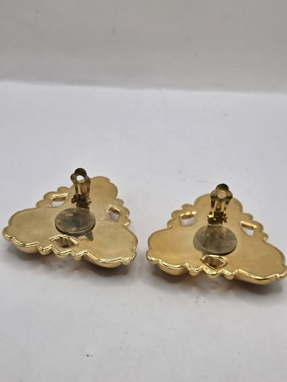 Huge Gold Purple Orange Cabochon Vintage DALESSIO Earrings Clip On 1980s BOLD - Picture 4 of 4